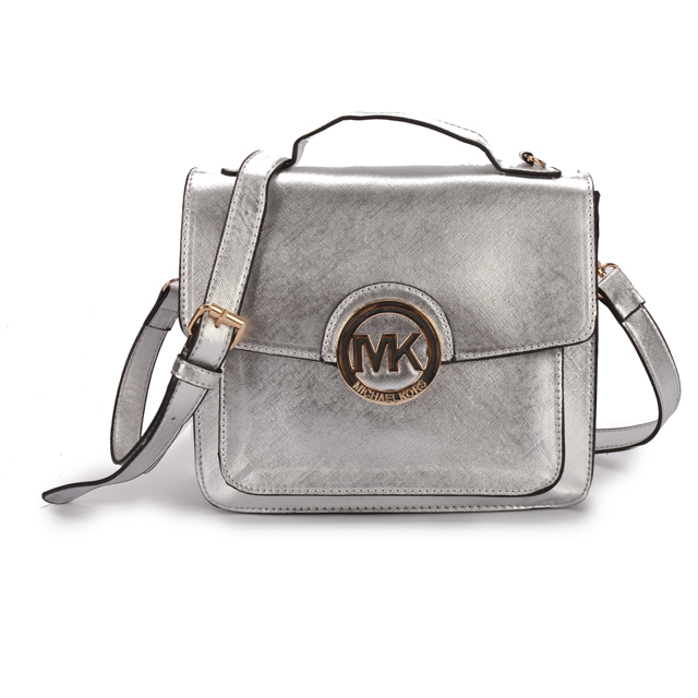 Michael Kors Big Logo Medium Silver Crossbody Bag