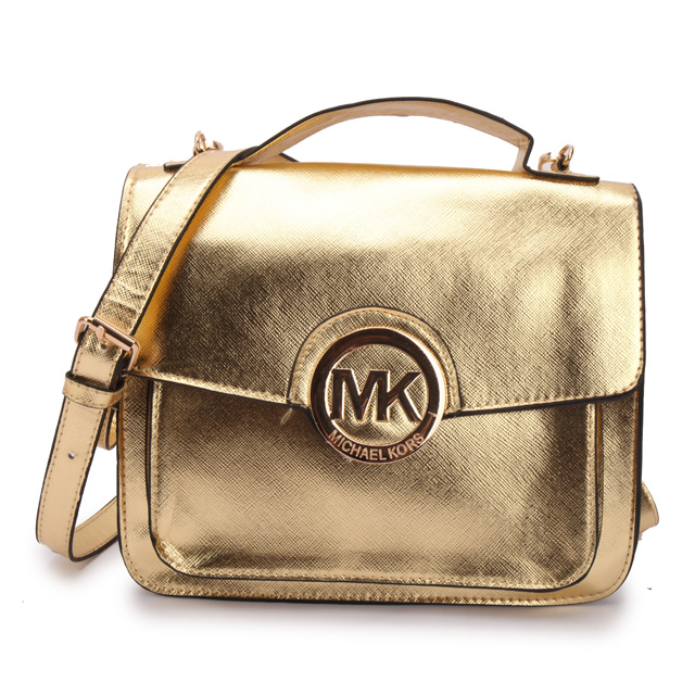 Michael Kors Big Logo Medium Gold Crossbody Bag